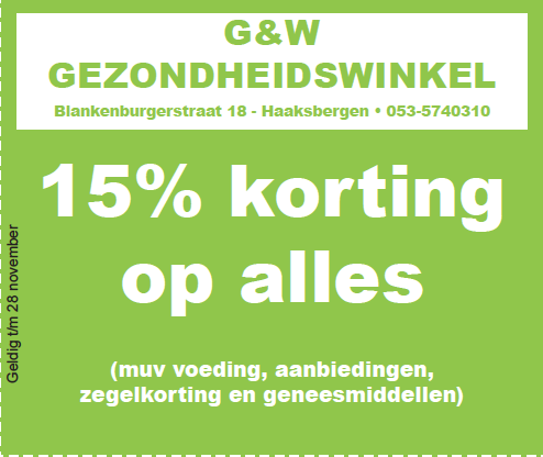 G&W - 15% korting